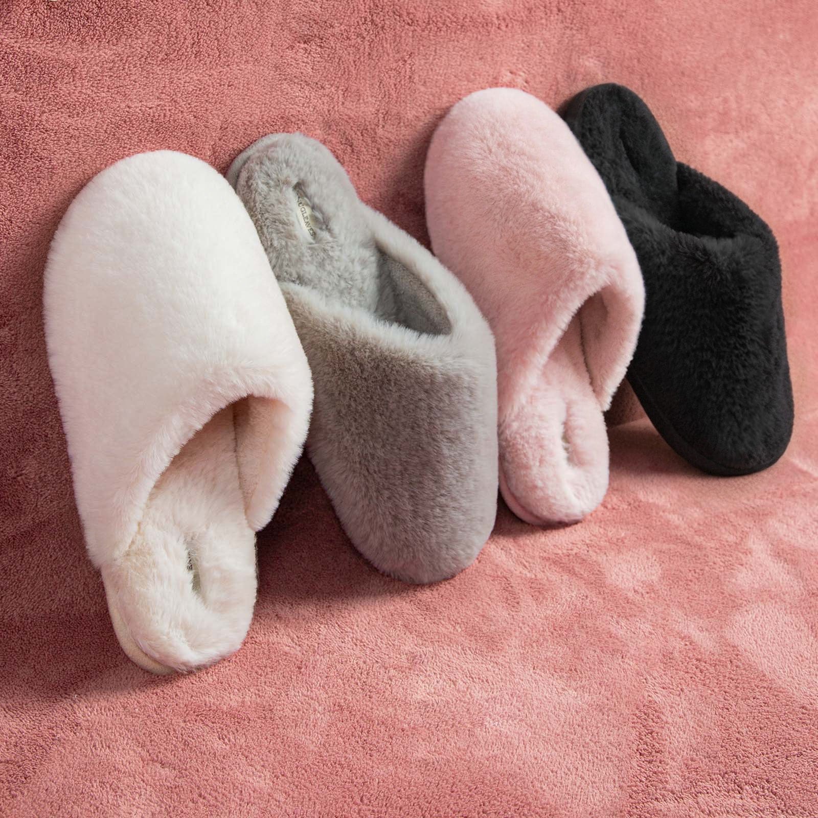 Women's Fluffy Memory Foam Slip On Slippers