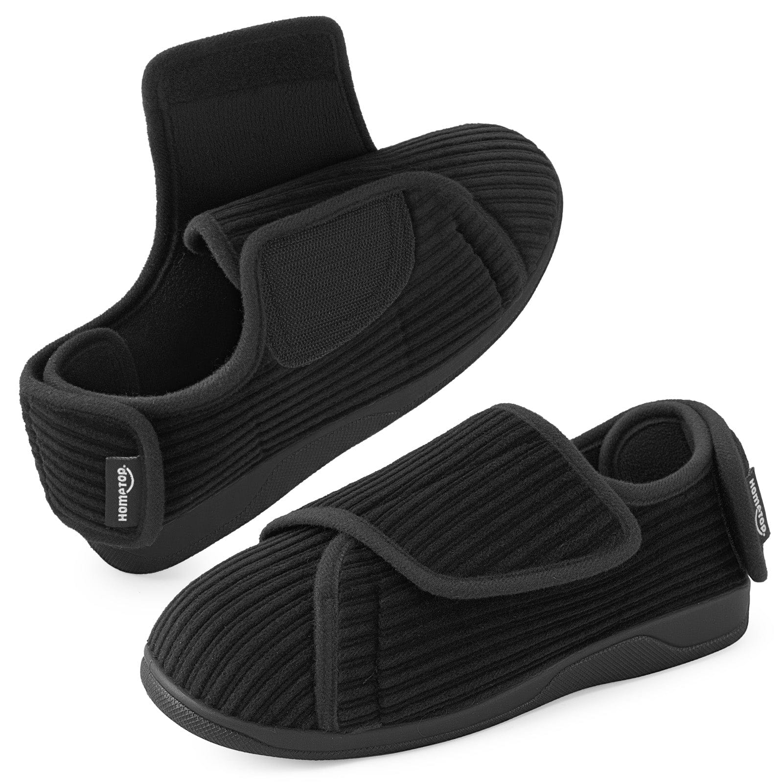 Women's Comfy Adjustable Wide Fit Hook And Loop Memory Foam Slippers