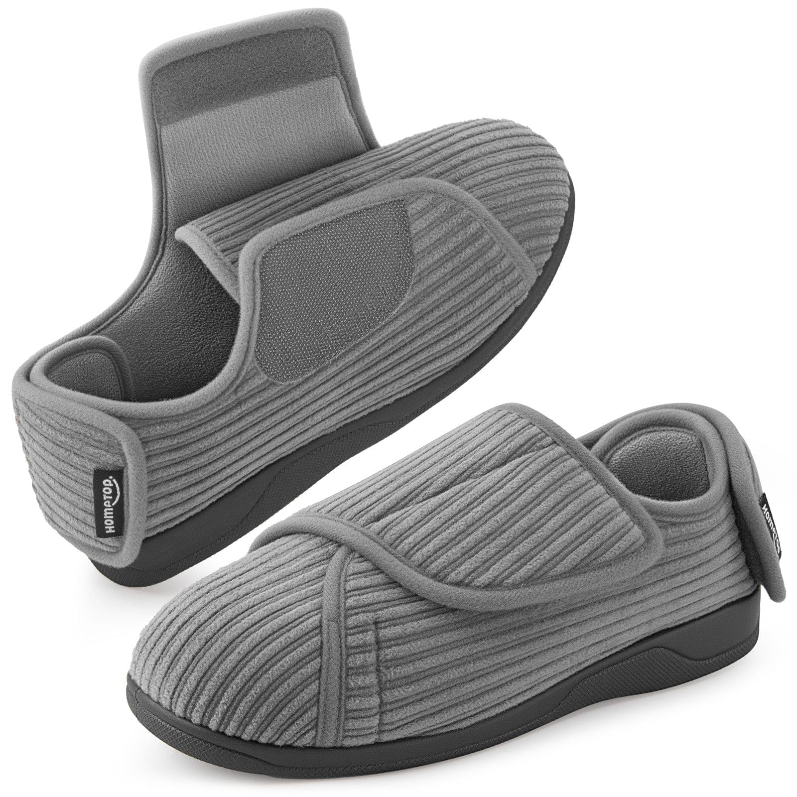 Women's Comfy Adjustable Wide Fit Hook And Loop Memory Foam Slippers