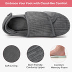 Women's Comfy Adjustable Wide Fit Hook And Loop Memory Foam Slippers