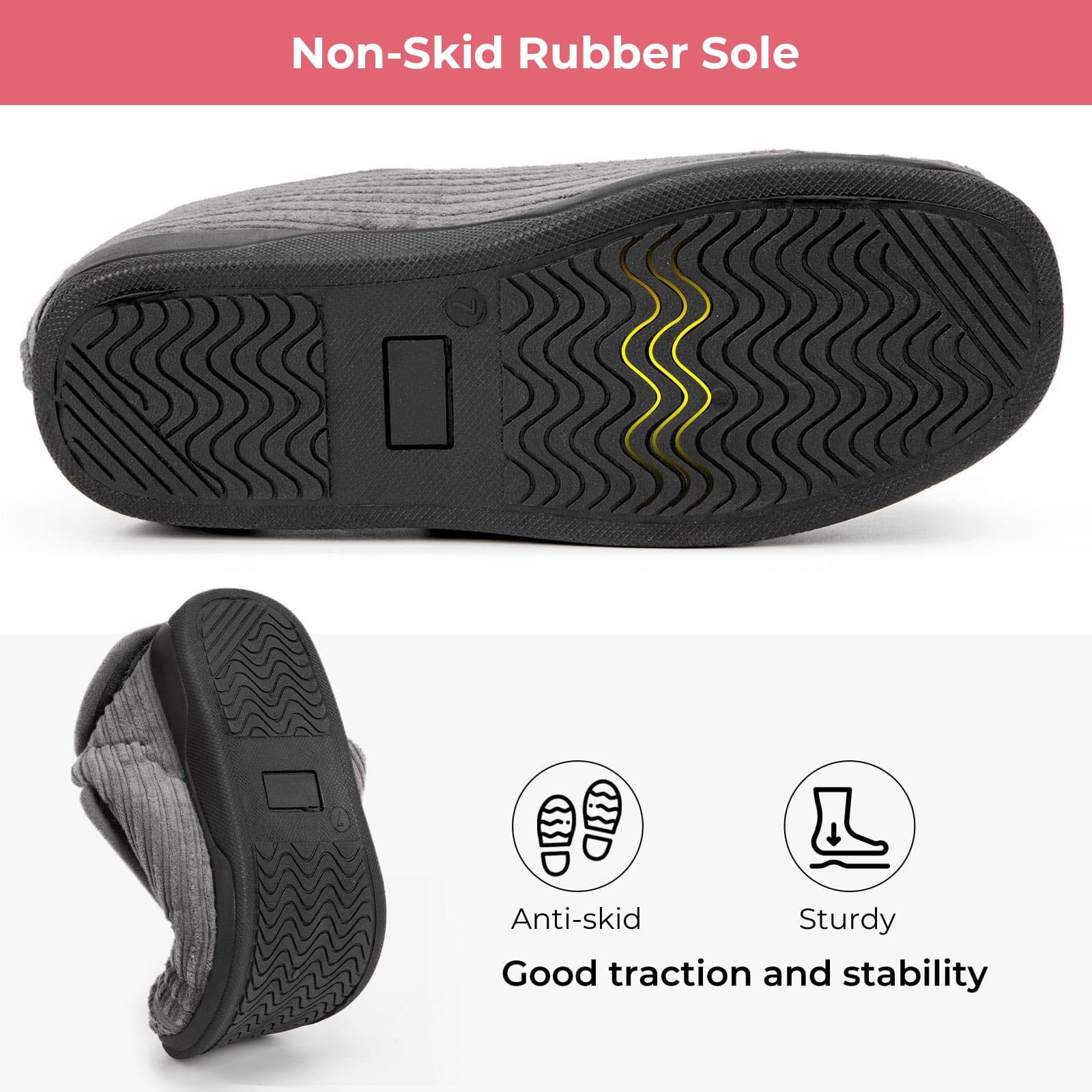 Women's Comfy Adjustable Wide Fit Hook And Loop Memory Foam Slippers