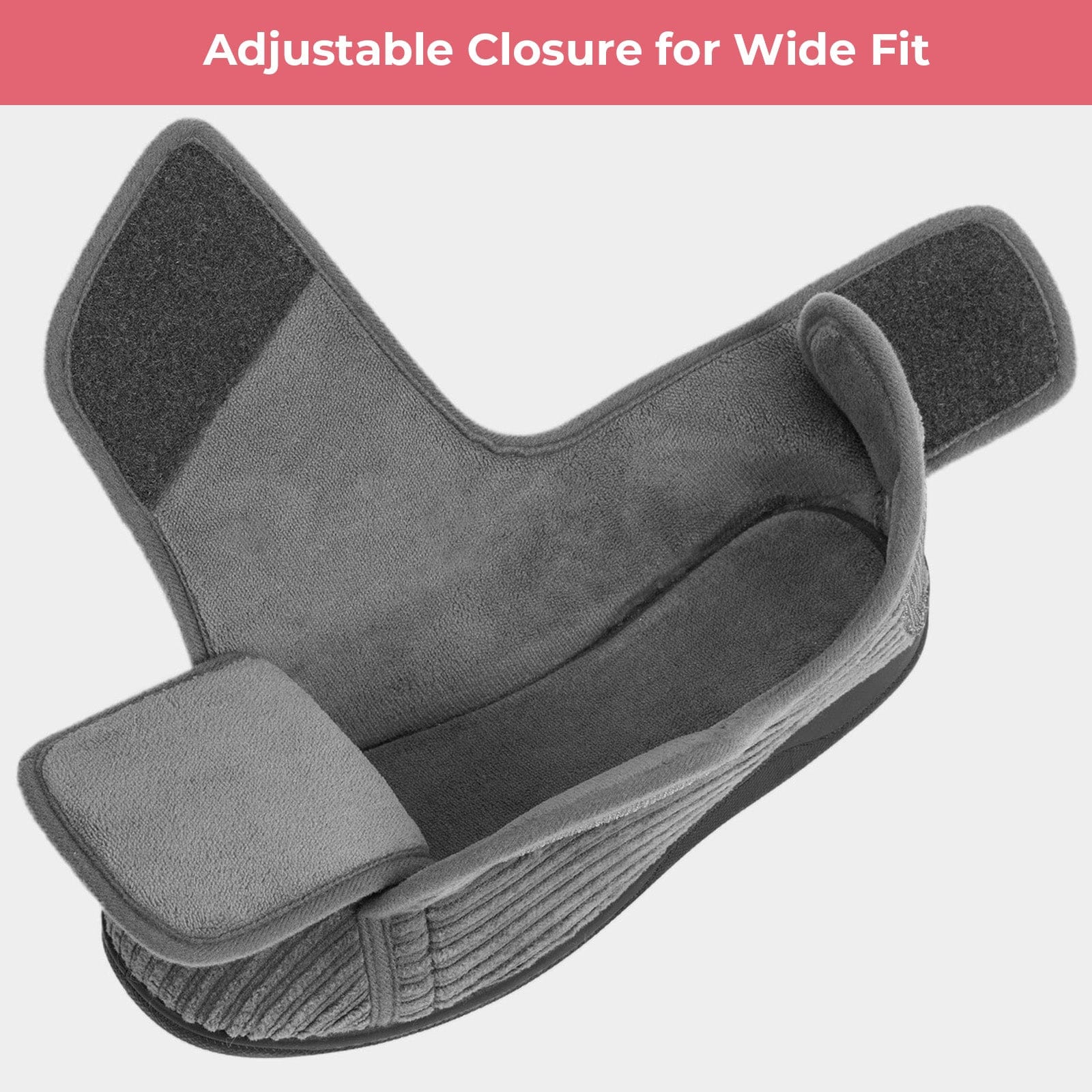 Women's Comfy Adjustable Wide Fit Hook And Loop Memory Foam Slippers