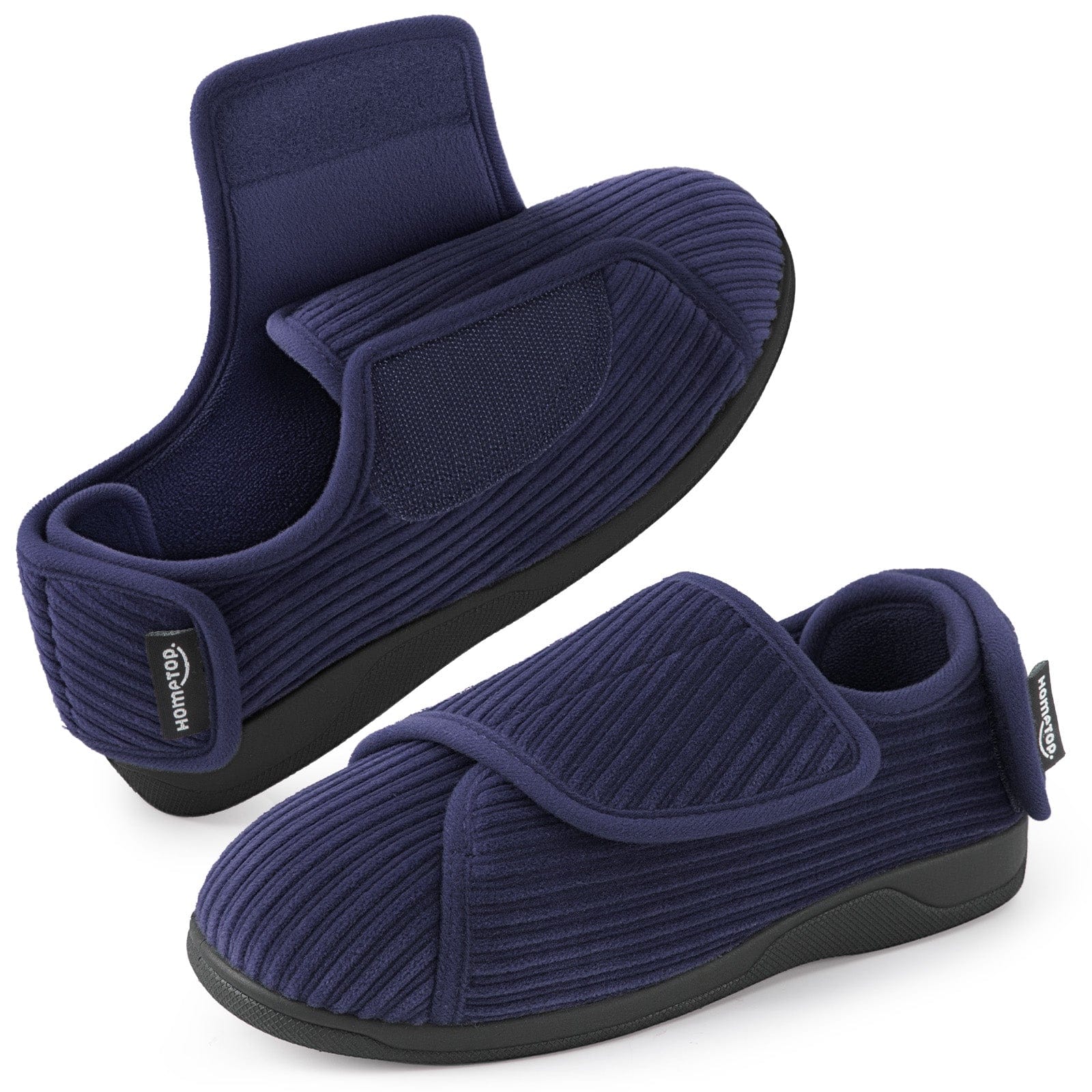 Women's Comfy Adjustable Wide Fit Hook And Loop Memory Foam Slippers