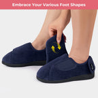 Women's Comfy Adjustable Wide Fit Hook And Loop Memory Foam Slippers