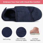 Women's Comfy Adjustable Wide Fit Hook And Loop Memory Foam Slippers