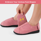 Women's Comfy Adjustable Wide Fit Hook And Loop Memory Foam Slippers