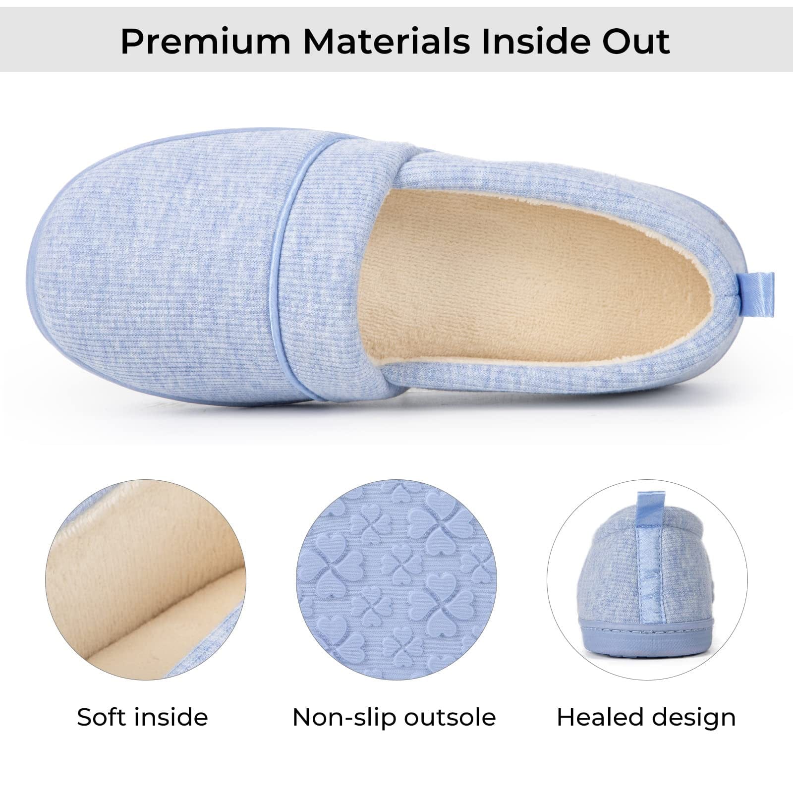 Women's Comfort Knit Loafer Light Weight Slippers with Anti-Skid Rubber Sole