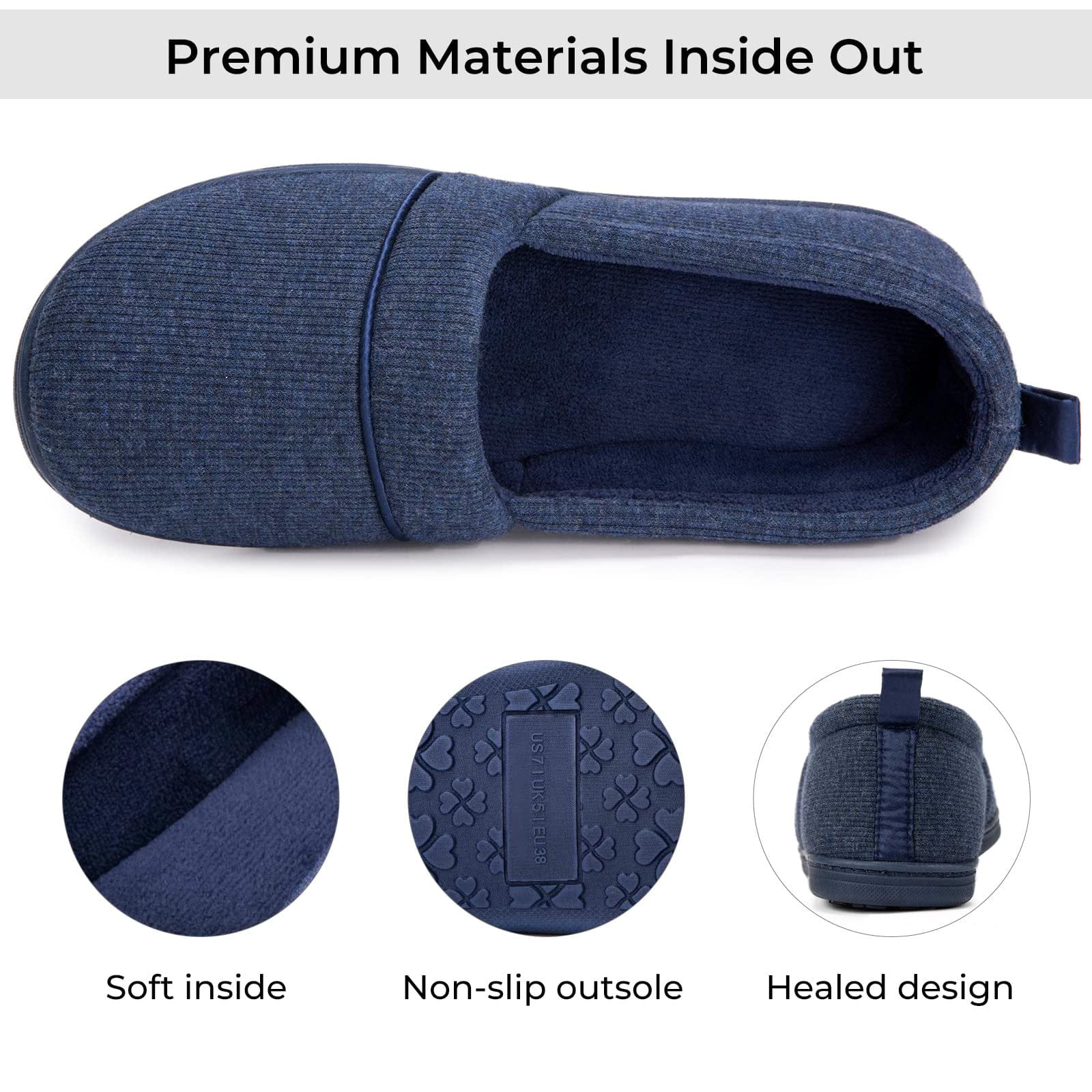 Women's Comfort Knit Loafer Light Weight Slippers with Anti-Skid Rubber Sole