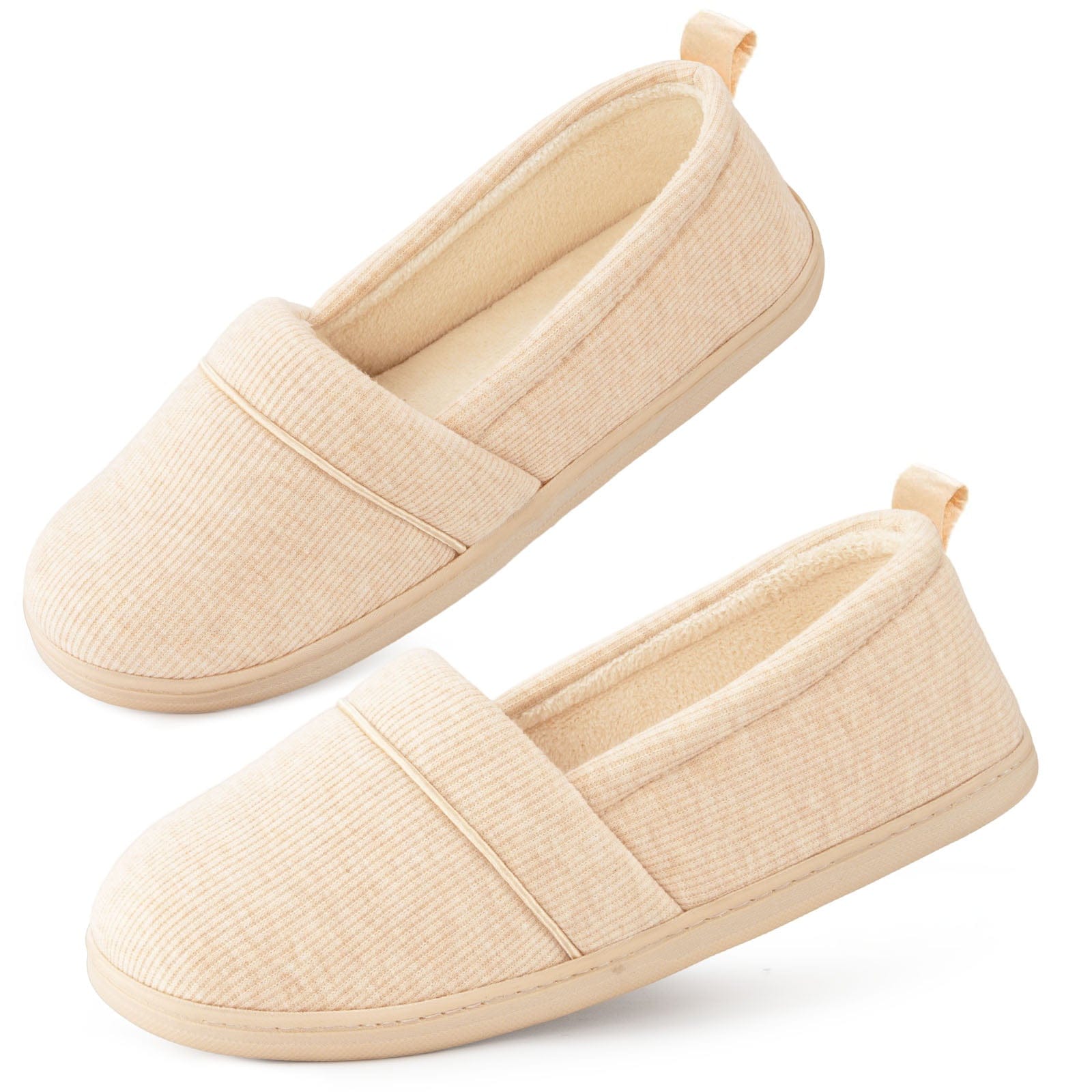 Women's Comfort Knit Loafer Light Weight Slippers with Anti-Skid Rubber Sole