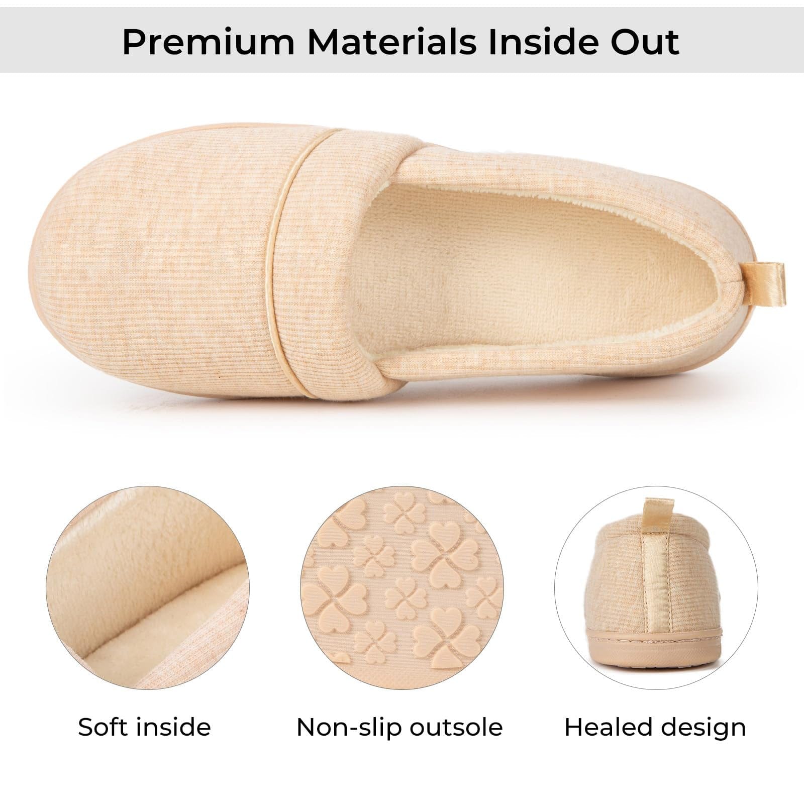 Women's Comfort Knit Loafer Light Weight Slippers with Anti-Skid Rubber Sole