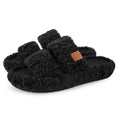 Womens Fuzzy Open-toe Slippers
