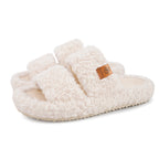 Womens Fuzzy Open-toe Slippers
