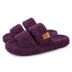 Womens Fuzzy Open-toe Slippers