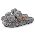 Womens Fuzzy Open-toe Slippers