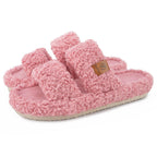 Womens Fuzzy Open-toe Slippers
