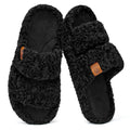 Womens Fuzzy Open-toe Slippers
