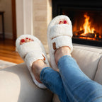 Womens Fuzzy Open-toe Slippers