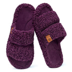 Womens Fuzzy Open-toe Slippers