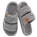 Womens Fuzzy Open-toe Slippers