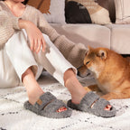 Womens Fuzzy Open-toe Slippers