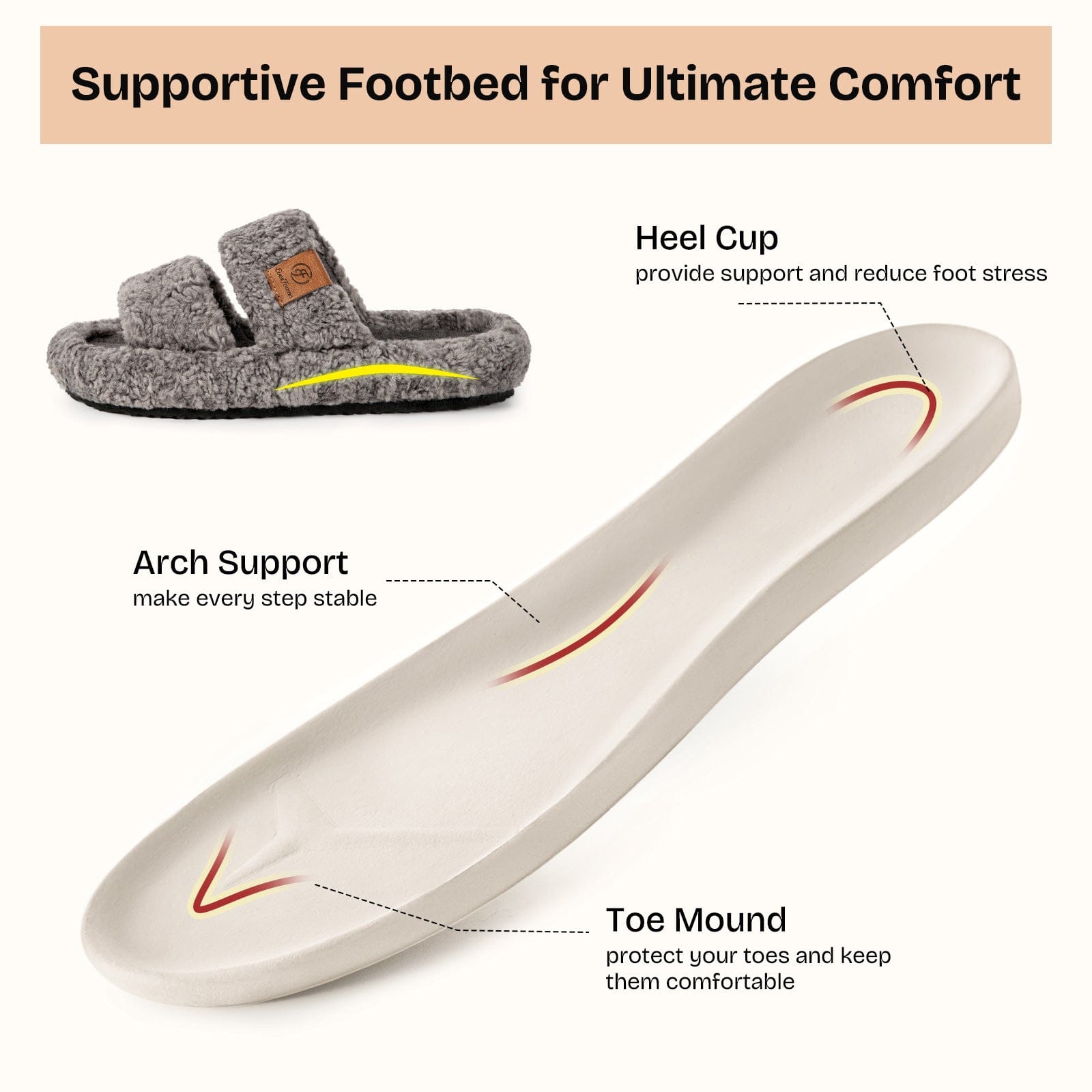 Womens Fuzzy Open-toe Slippers