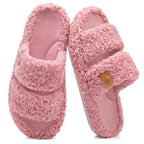 Womens Fuzzy Open-toe Slippers