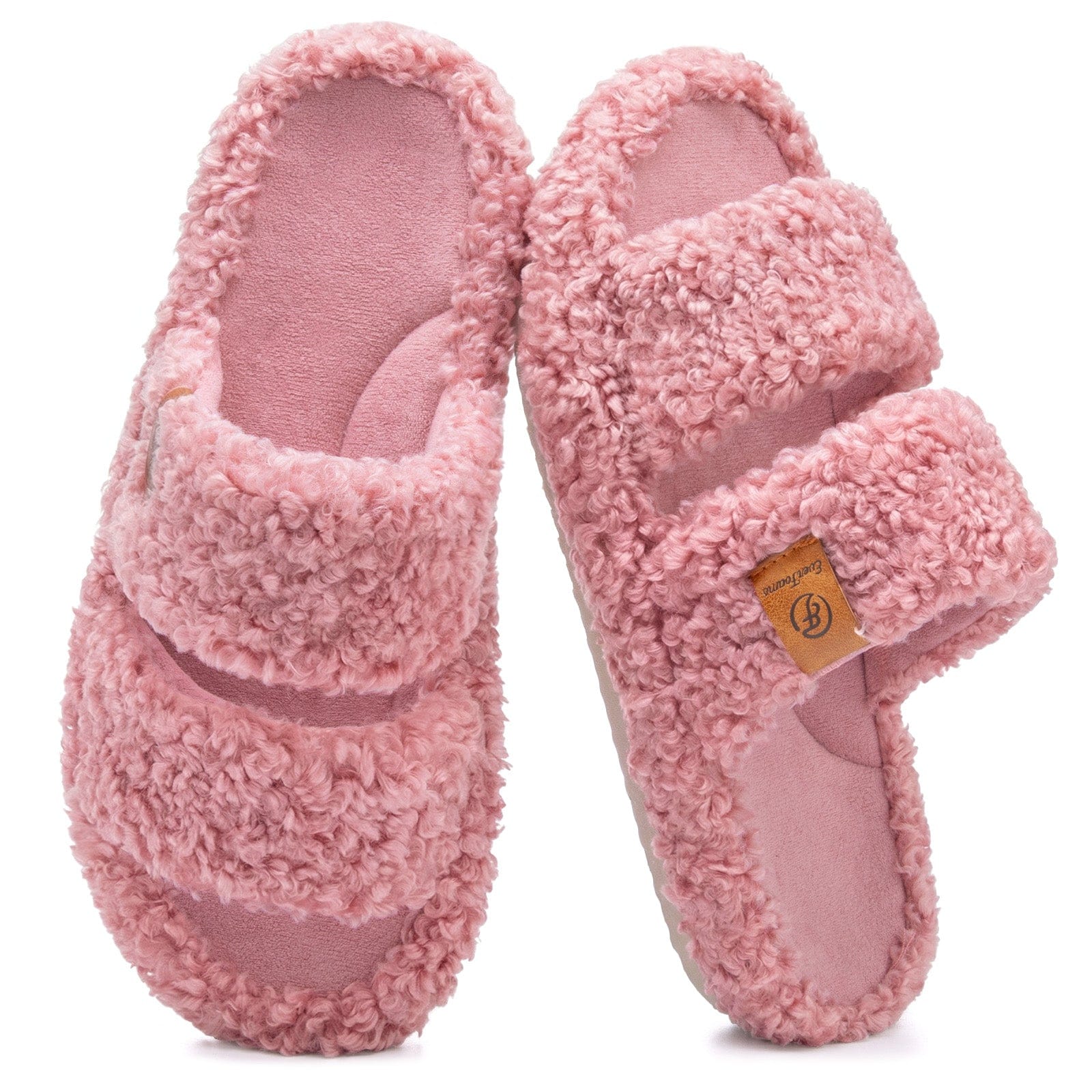 Womens Fuzzy Open-toe Slippers