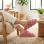 Womens Fuzzy Open-toe Slippers