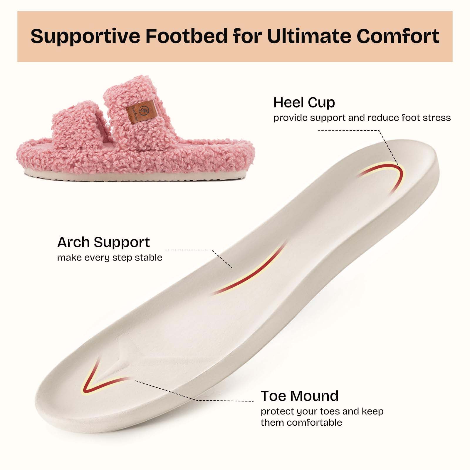 Womens Fuzzy Open-toe Slippers