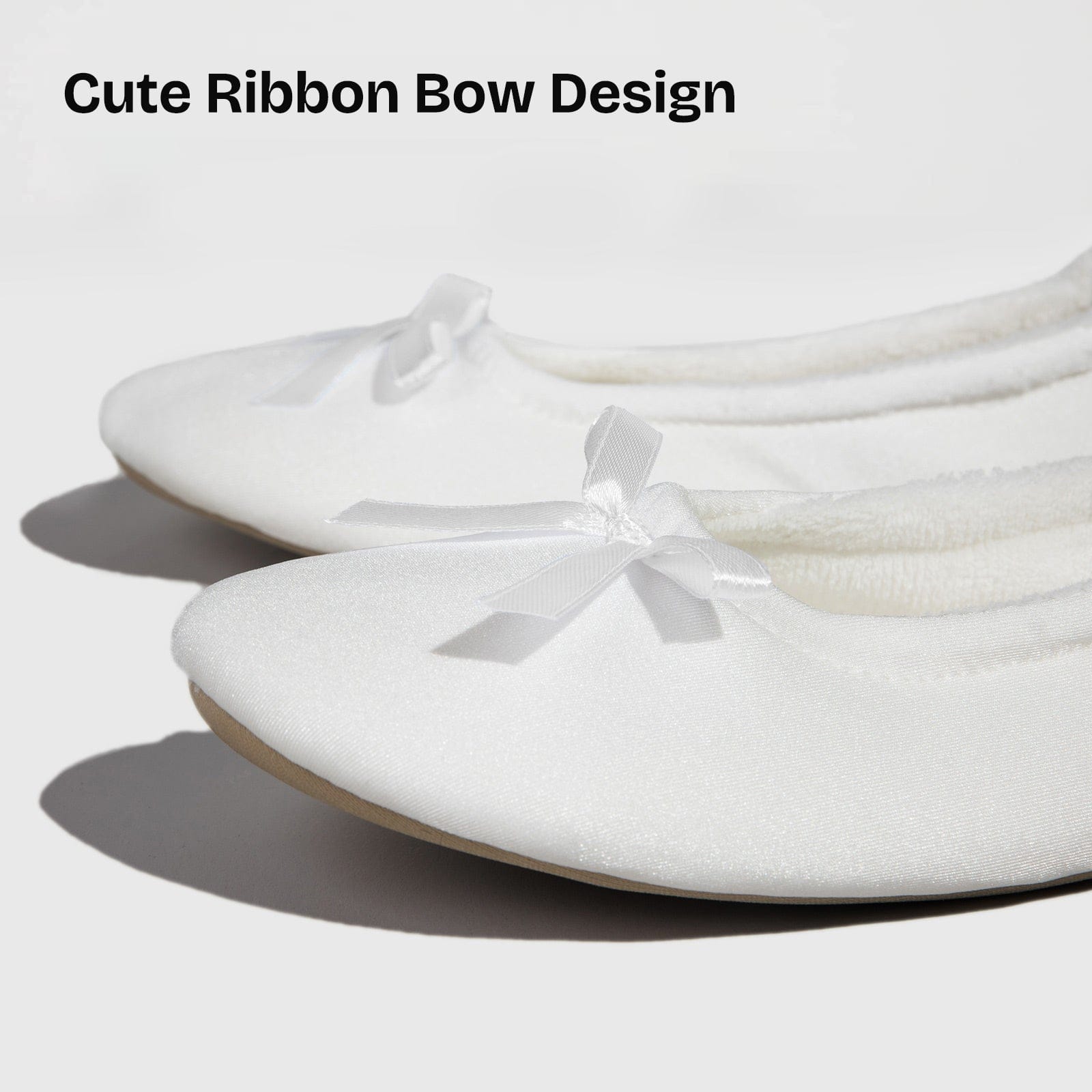 Women's Terry Cloth Satin Ballerina Slippers