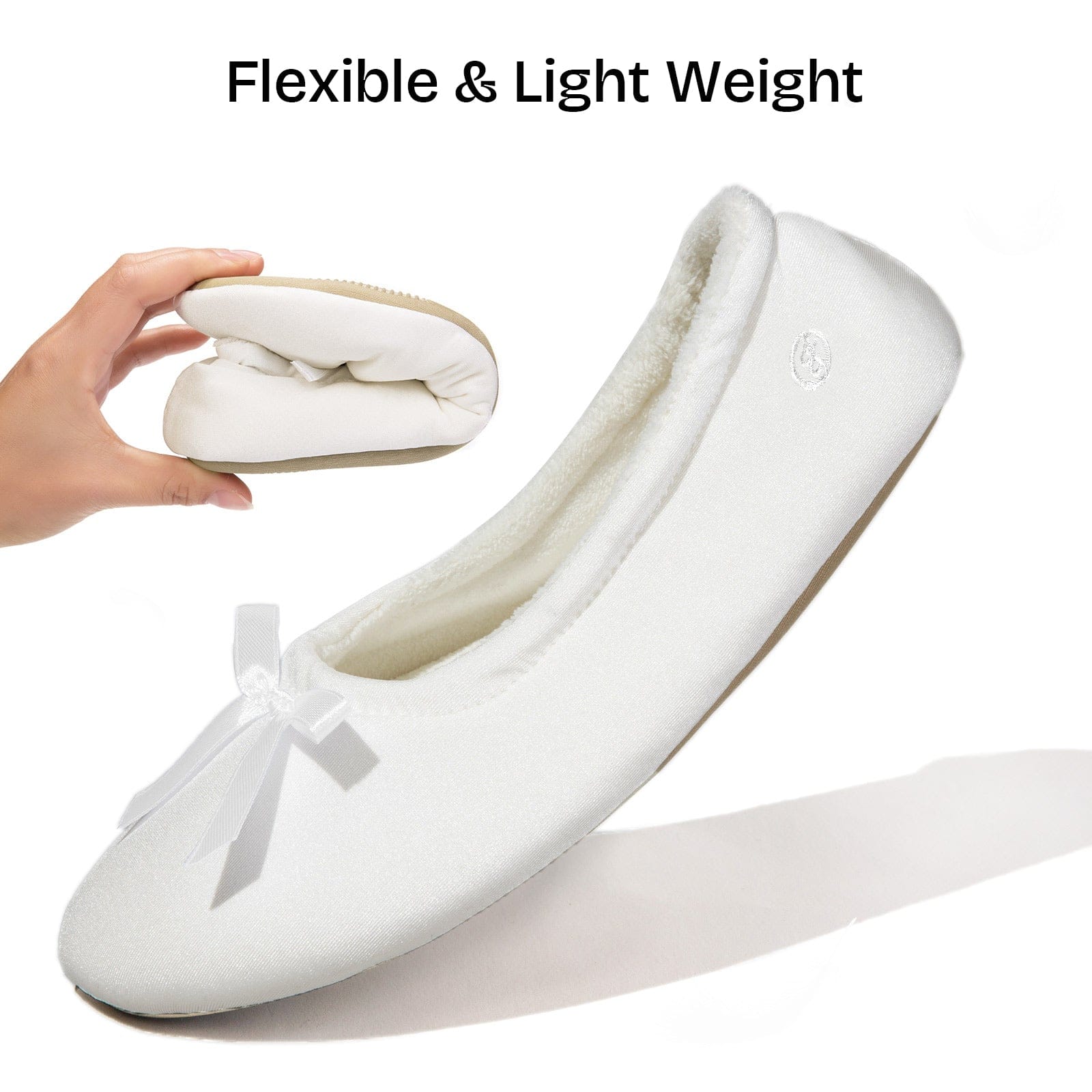 Women's Terry Cloth Satin Ballerina Slippers