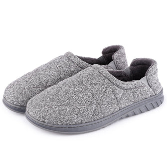 Snug Leaves Men's Quilted Cotton Slippers-Gray