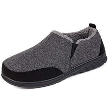 EverFoams Men's Warm Woollen Fabric Slippers with Elastic Gusset-Grey