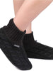 VeraCosy Men's Women's Fluffy Cable Knitted Slipper Socks-Black