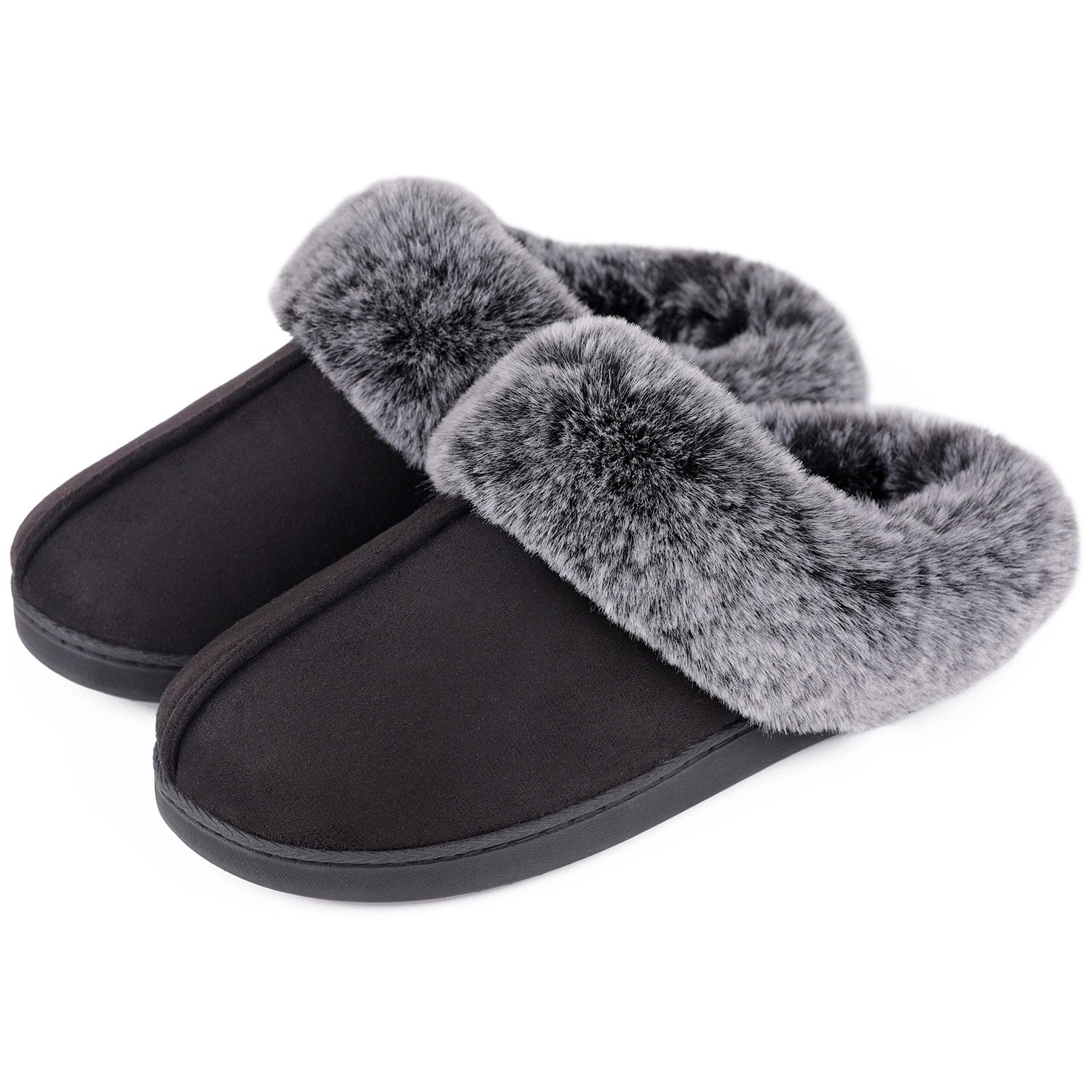 Women's Faux Fur Collar Suede Slippers– VeraCosy