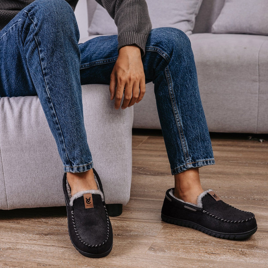 Men's Faux Suede Moccasin Slippers | VeraCosy