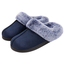 Women's Faux Fur Collar Suede Slippers