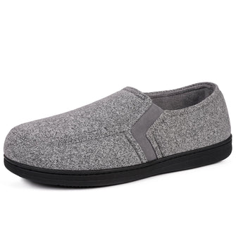 VeraCosy Men's Comfy Knitted Moc Slippers- Grey