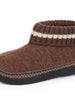 EverFoams Ladies Wool Memory Foam Hi-Top Boot Slippers with Knitted Collar-Brown