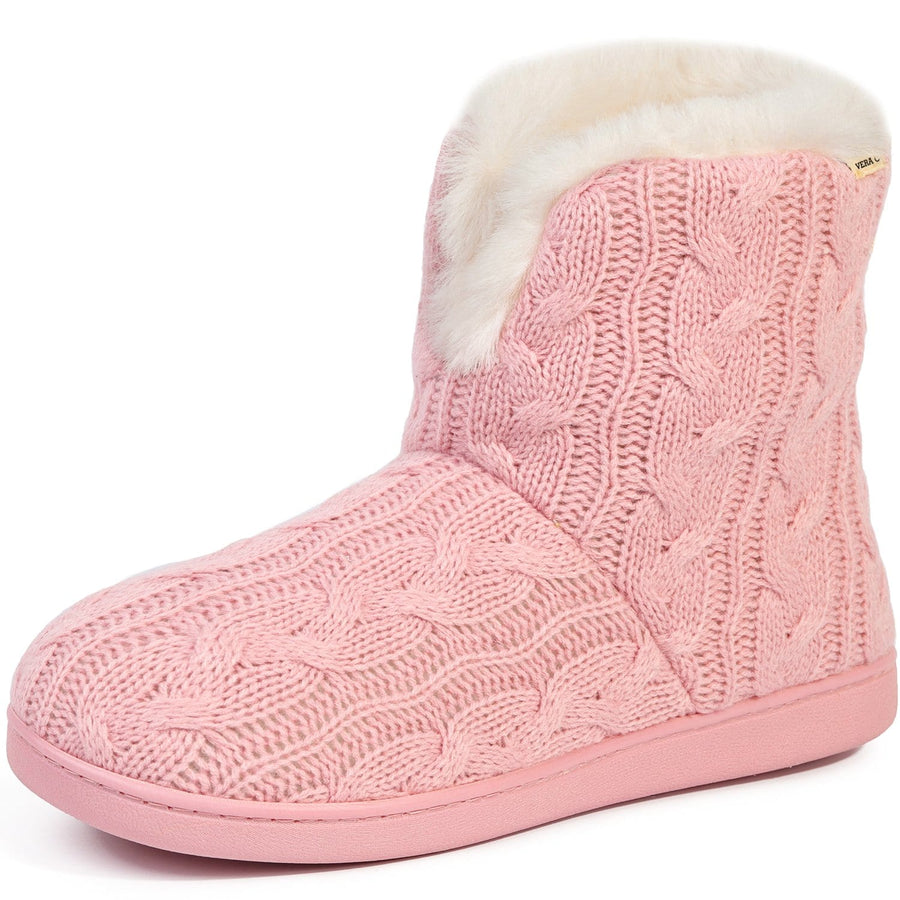 Women s Cosy Cable Knit Memory Foam Slipper Boots VeraCosy