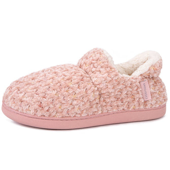 Women's Chenille Ankle Bootie Slippers-Pink